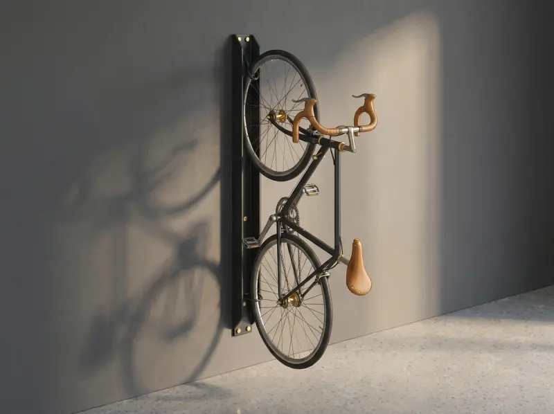Bike storage wall-mounted rack detail