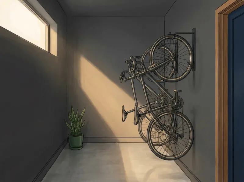 Bike storage room from the doorway