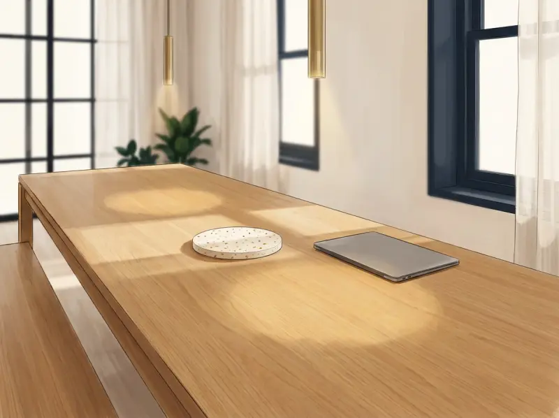 Conference room oak table detail