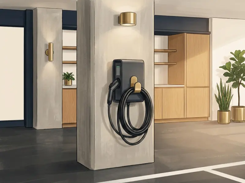EV charger close-up on stall