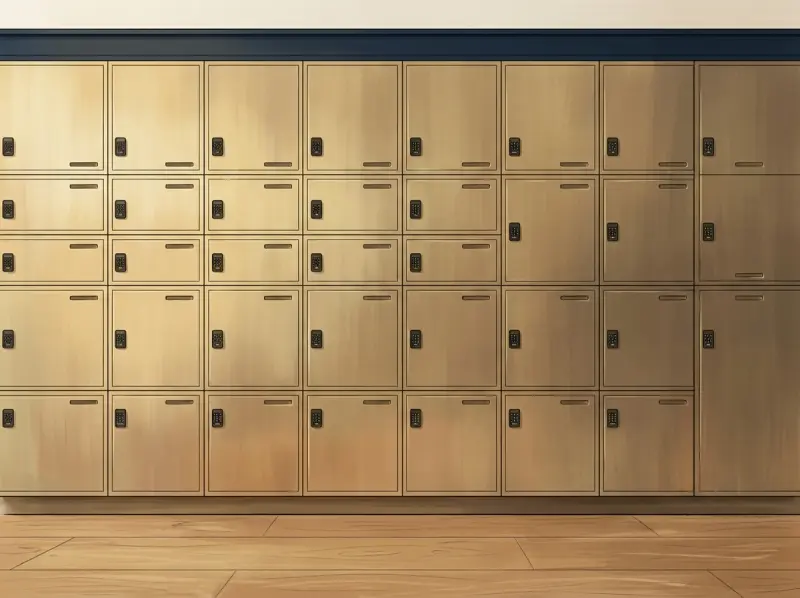 Mailroom brass package locker faces