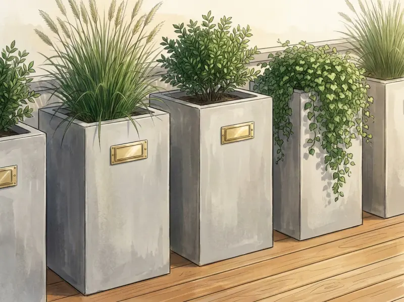 Rooftop planters with greenery