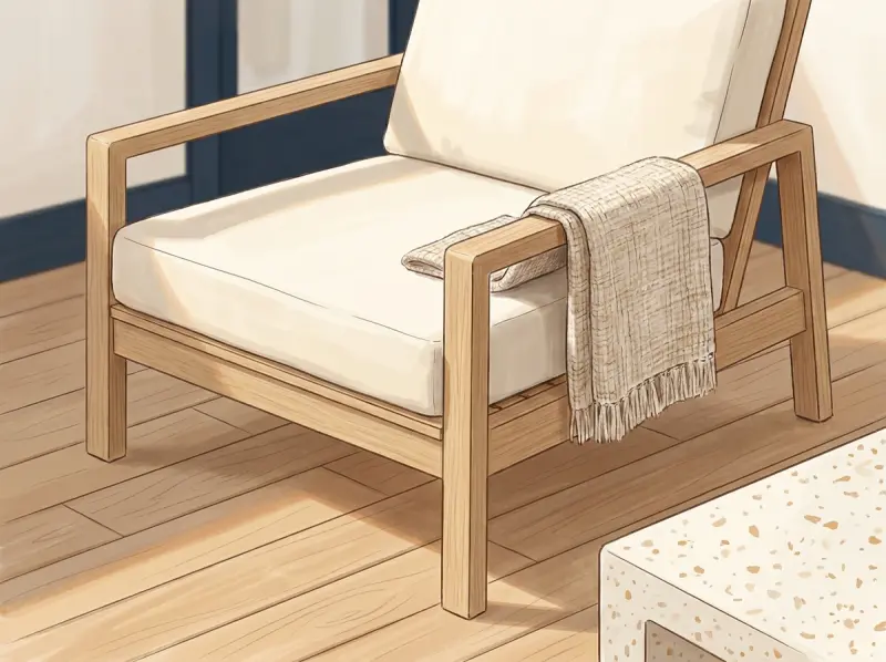 Oak slatted lounge seating detail