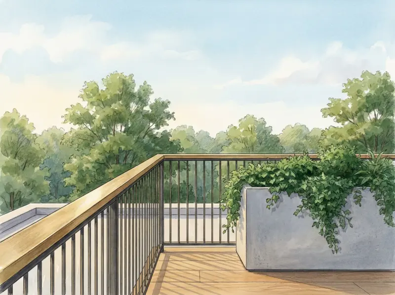Rooftop view over Ann Arbor treetops