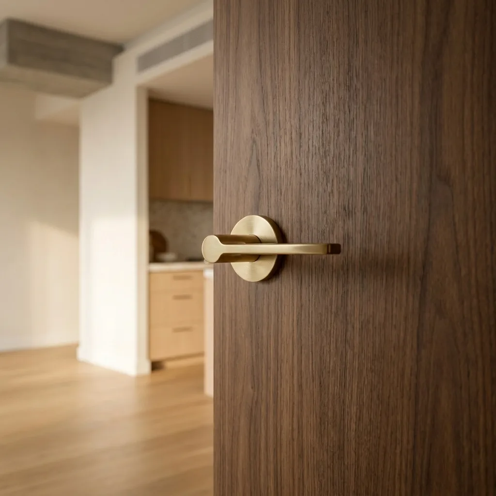 Door hardware: Brushed brass lever