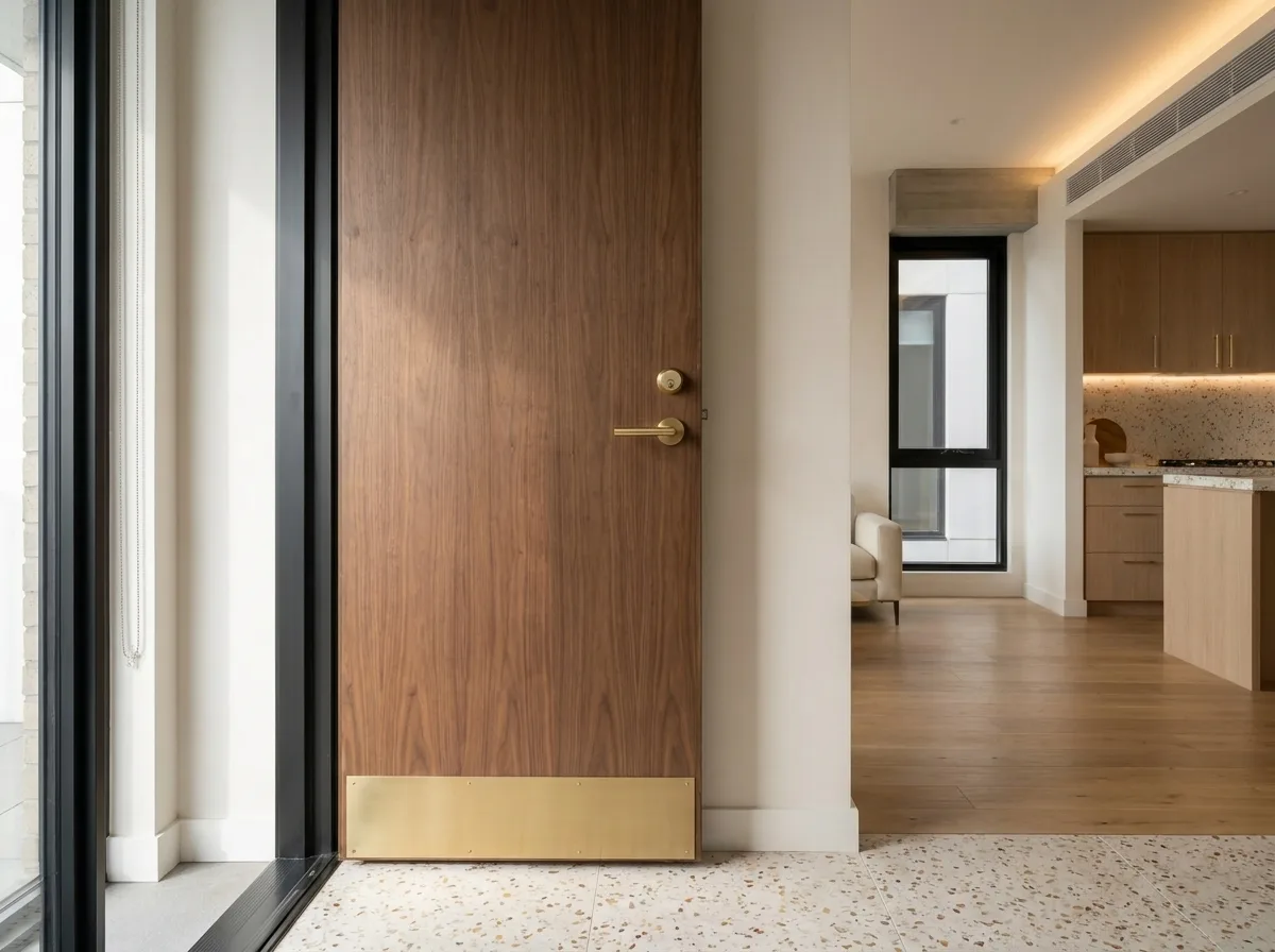 Pine entry door hardware close-up