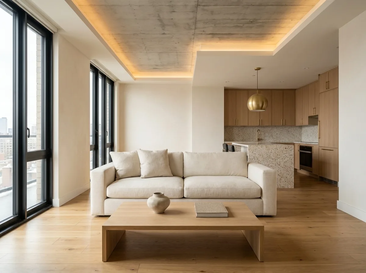Pine living room sofa and coffee table detail